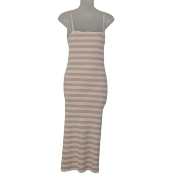 Zara Pink Stripe Ribbed Midi Dress - Picture 4 of 5